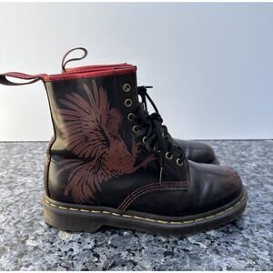 Damaged Dr. Martens Year Of The Rooster Black Combat Boots Women’s 8 /Mens 7